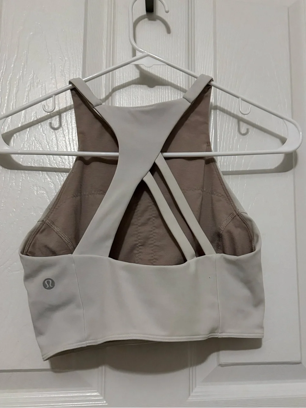 Lululemon Strong Lines Bra Bone Size 6 High Neck Cross Back Sports Bra